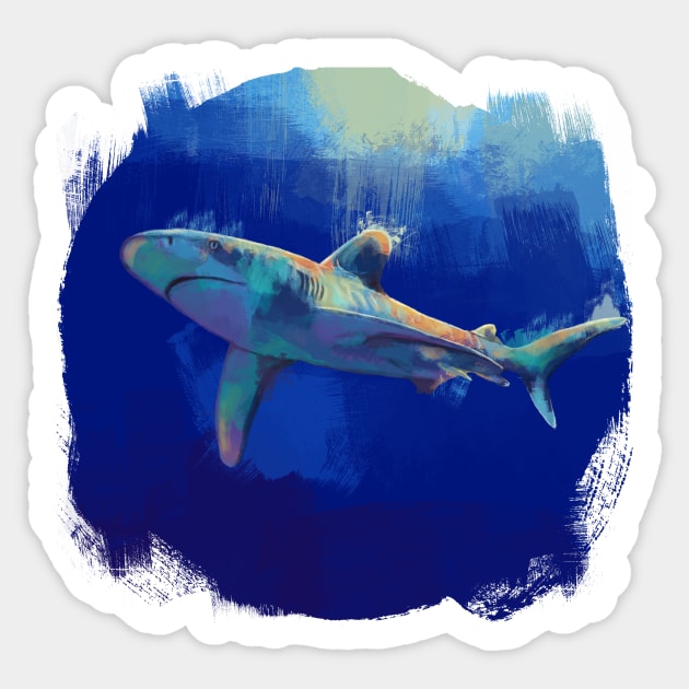 The Great Shark - Ocean Creature Sticker by Flo Art Studio